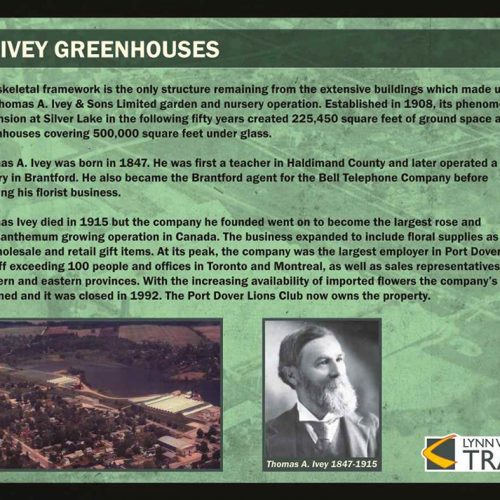 Ivey Greenhouses historical information sign