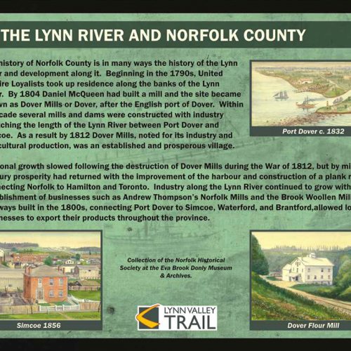 Lynn River and Norfolk County historical information sign
