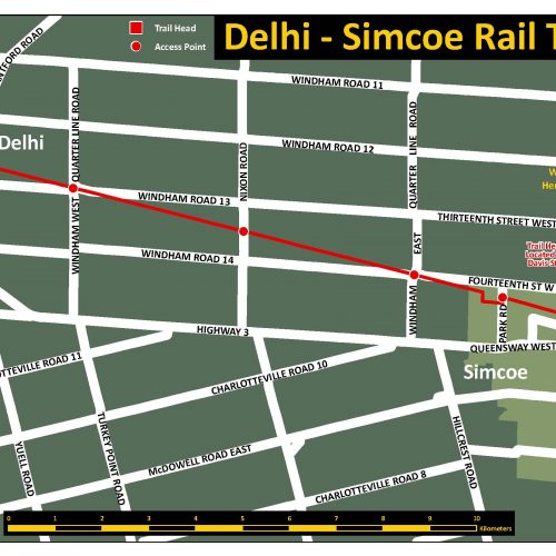 Delhi - Simcoe Rail Trail map